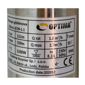 Насос для скважины Optima 3SDm1,8/39 1,1 кВт пульт + кабель 75 м