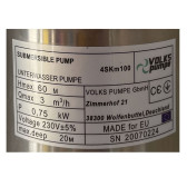 Глубинный вихревой насос VOLKS 4SKm100 0,75 кВт, кабель 15 м, пульт