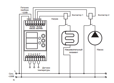 Схема подключения терморегулятора Digitop ТК-5В рисунок