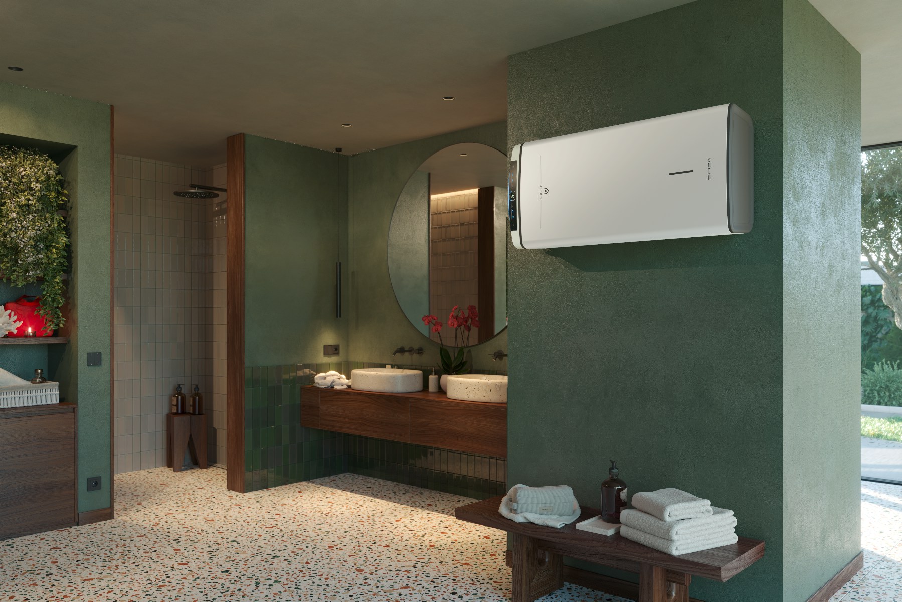 Горизонтальный бойлер Ariston VELIS PRO DRY WIFI 80 в интерьере